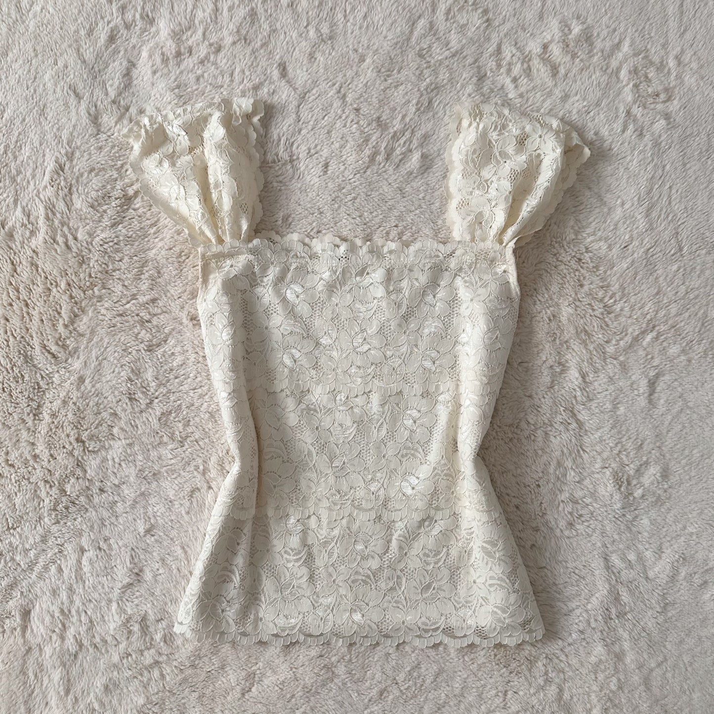 1990's buttercream lace blouse
