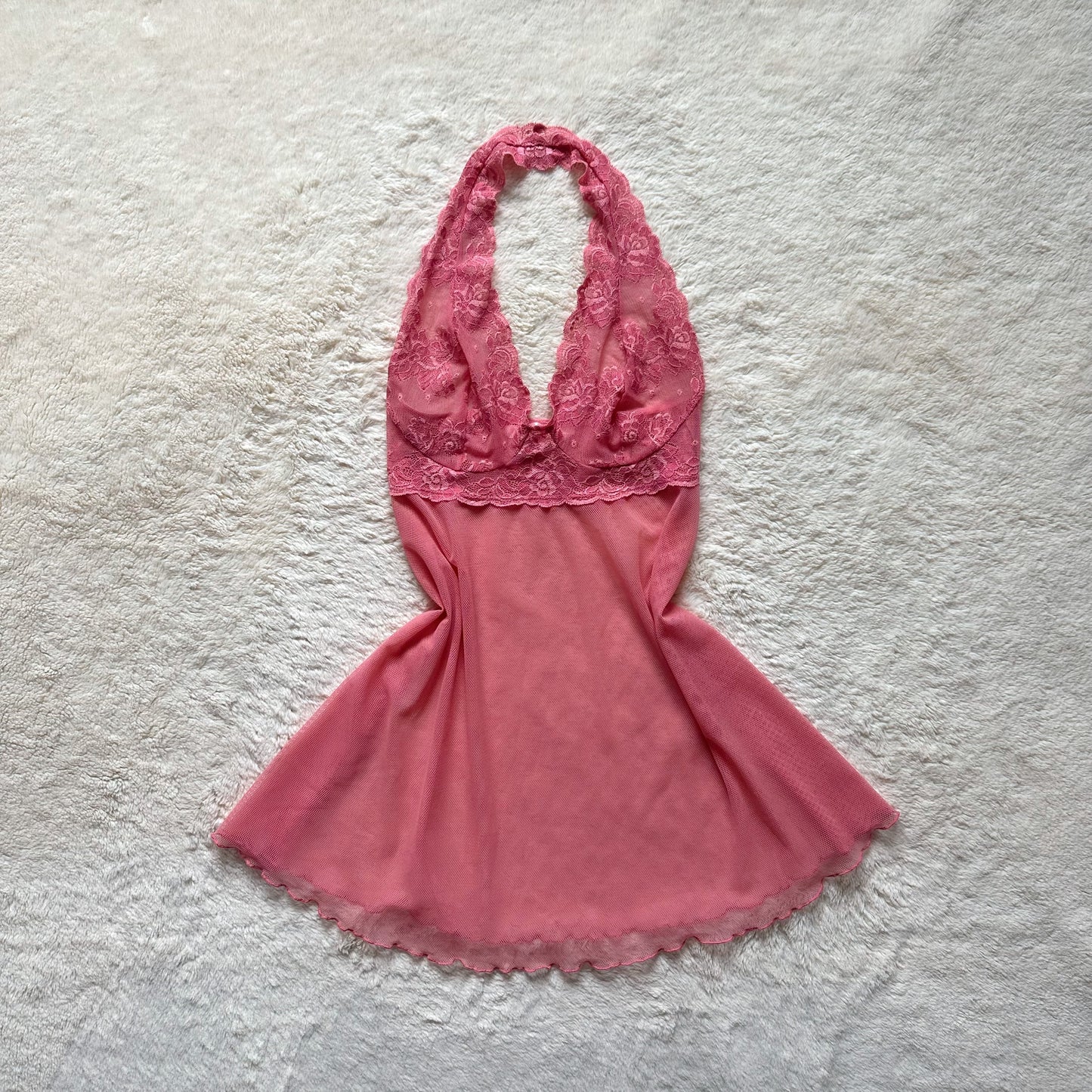 2005 blush coral halter slip dress