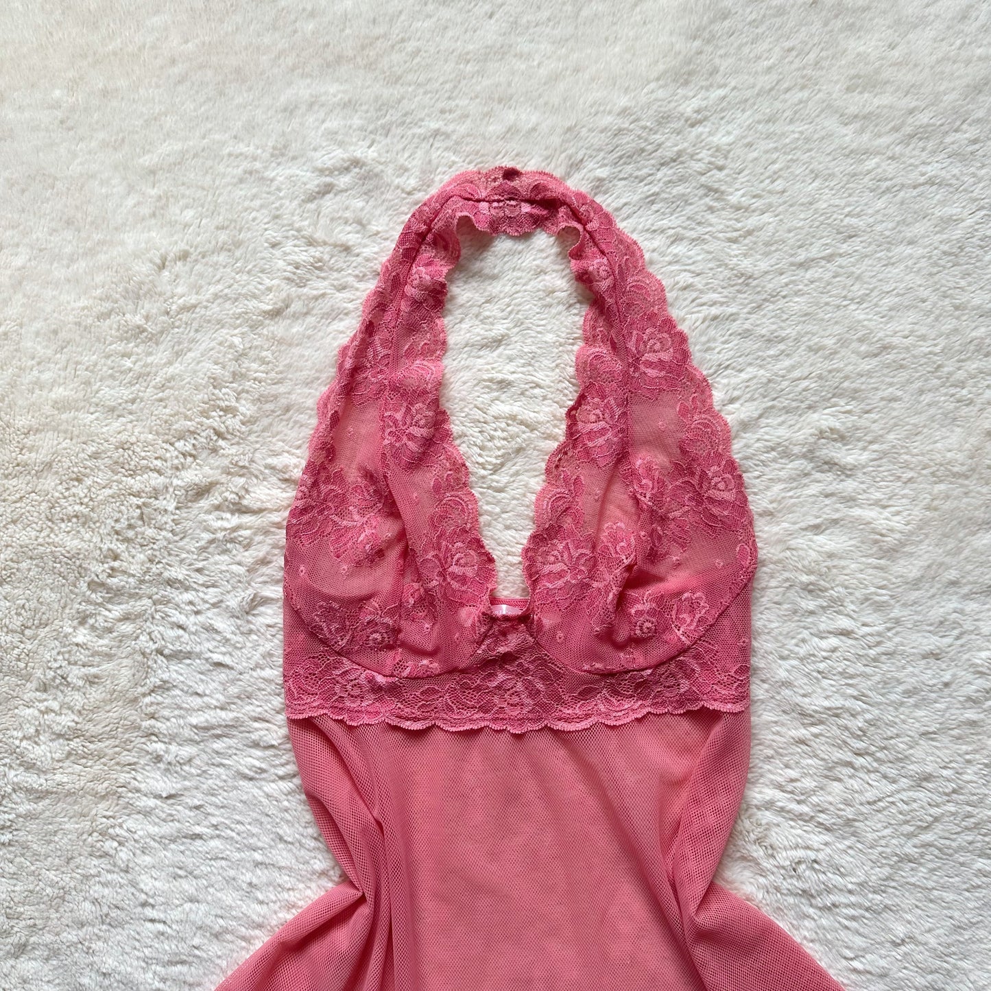2005 blush coral halter slip dress