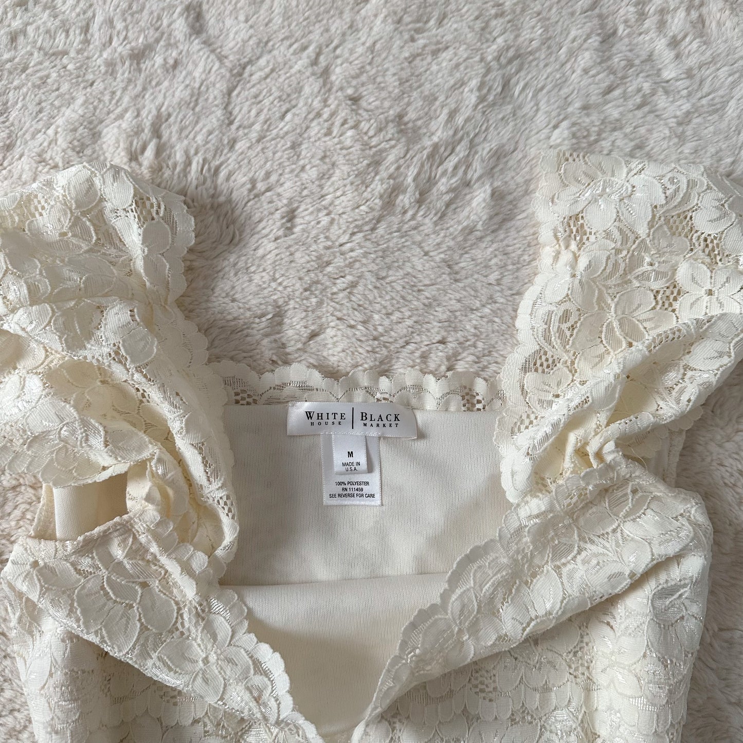 1990's buttercream lace blouse