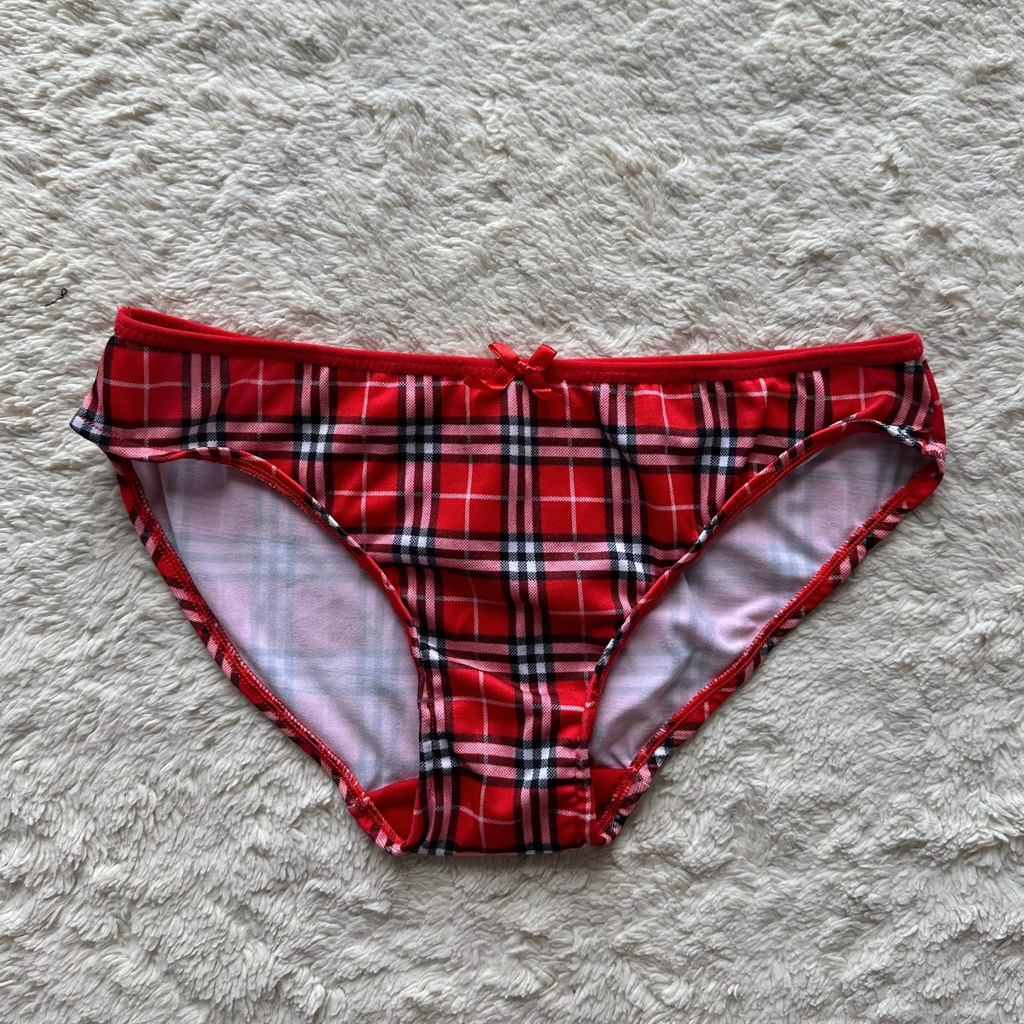 2000's red flannel plaid bra