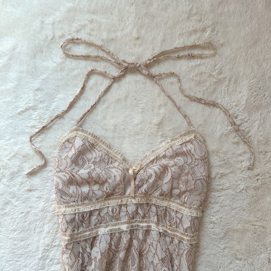 1990's cottage lace halter dress