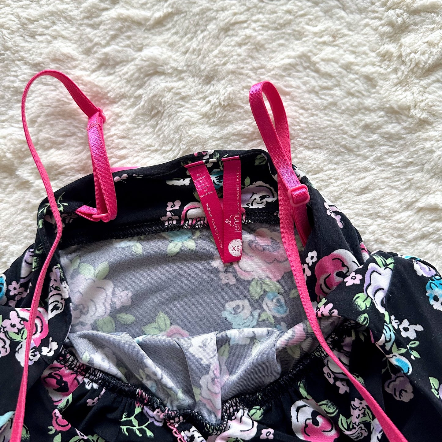 2000's black floral slip dress