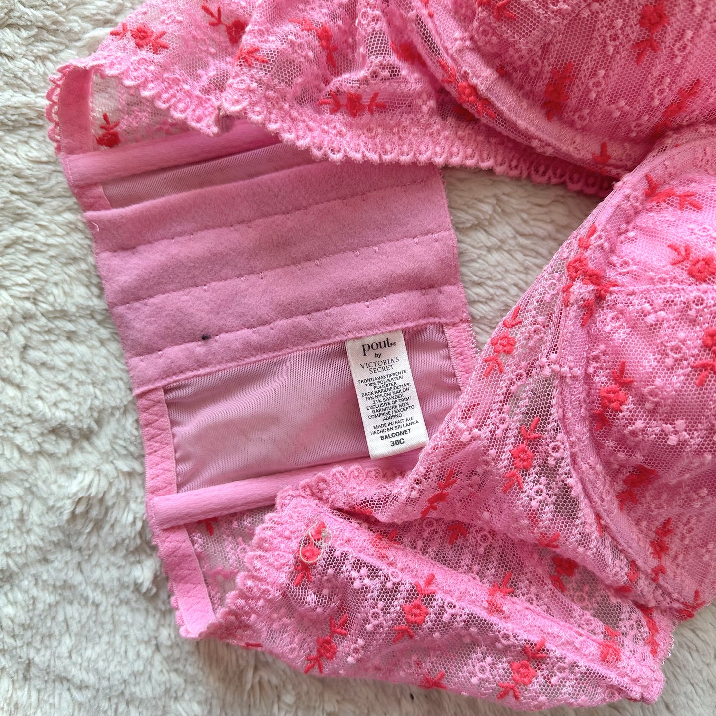 2010 pink + red longline bra