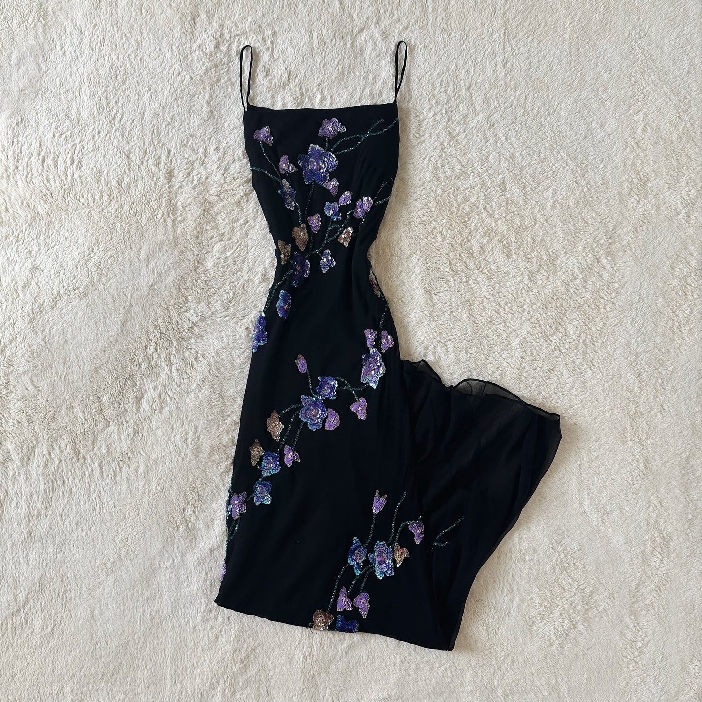 1990's dark amethyst sequin gown