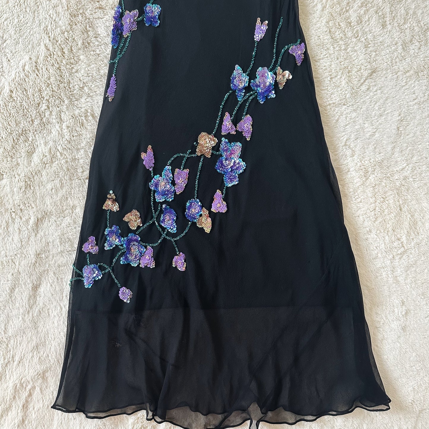 1990's dark amethyst sequin gown
