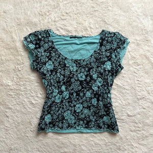 2000's teal skies top