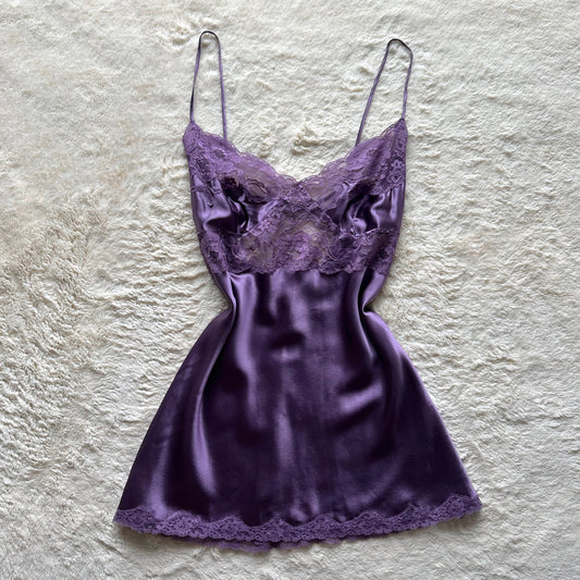 2001 plum silk mini slip dress