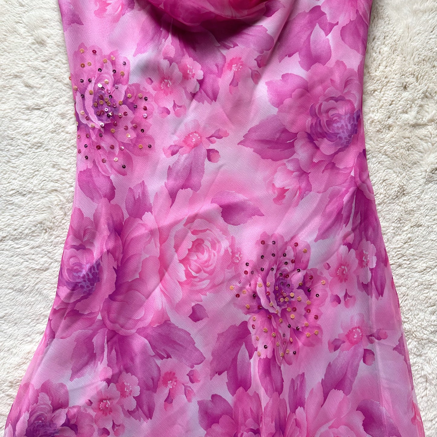 1990's fuchsia flutter dress