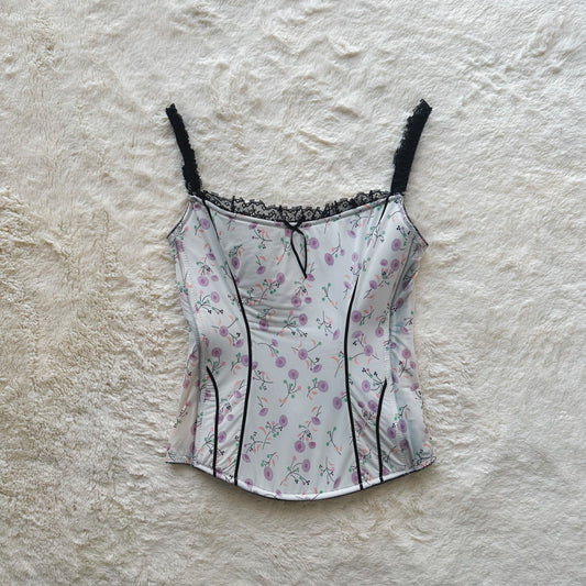 2000's lilac floral corset top