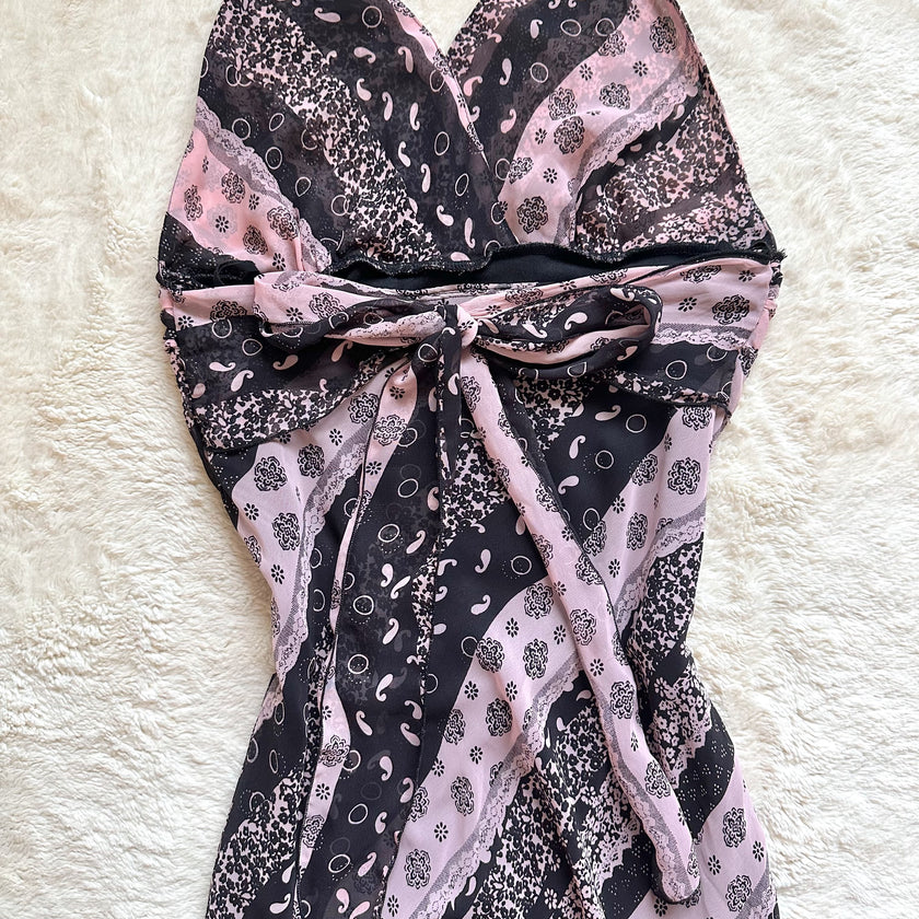 1990's mosaic paisley midi dress