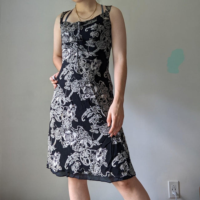 2000's ivory filigree dress