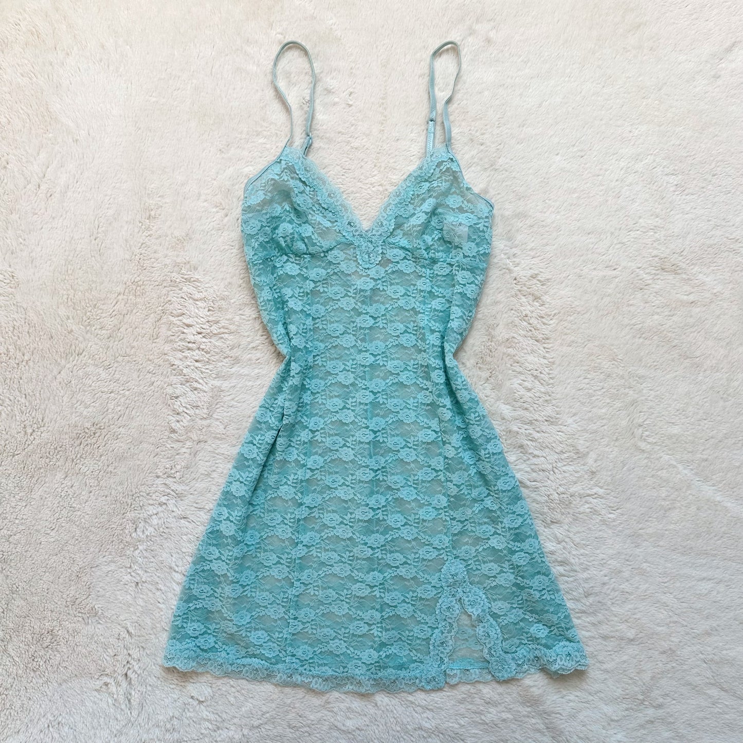 2000's aquamarine slip dress