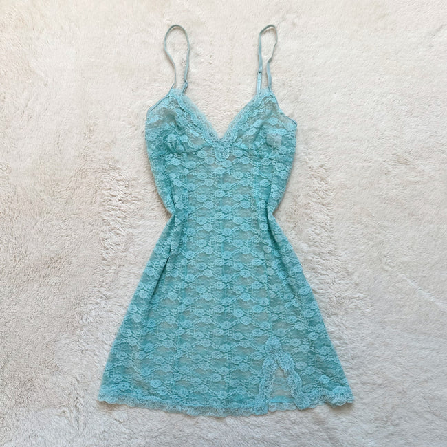 2000's aquamarine slip dress
