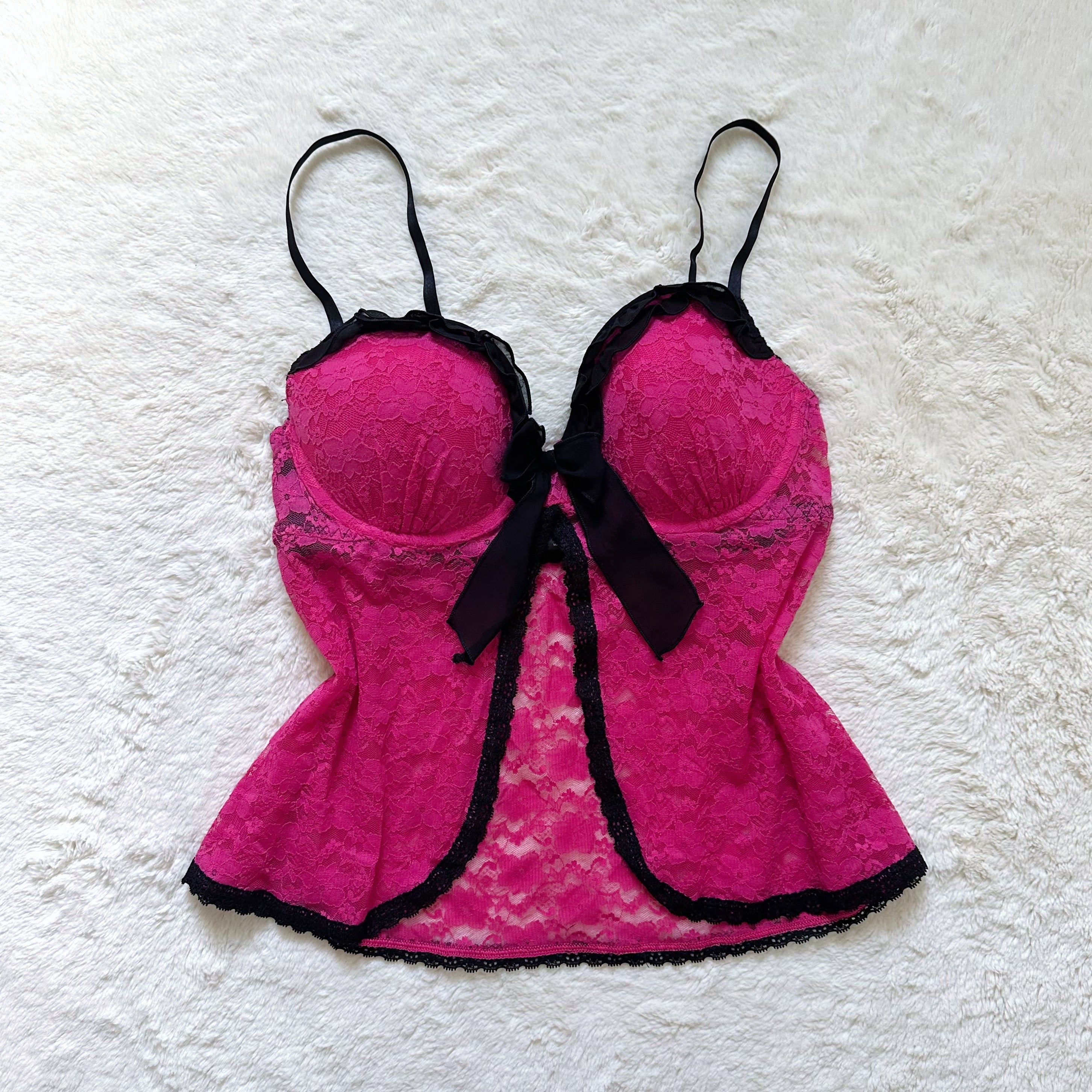 2000's raspberry lace camisole