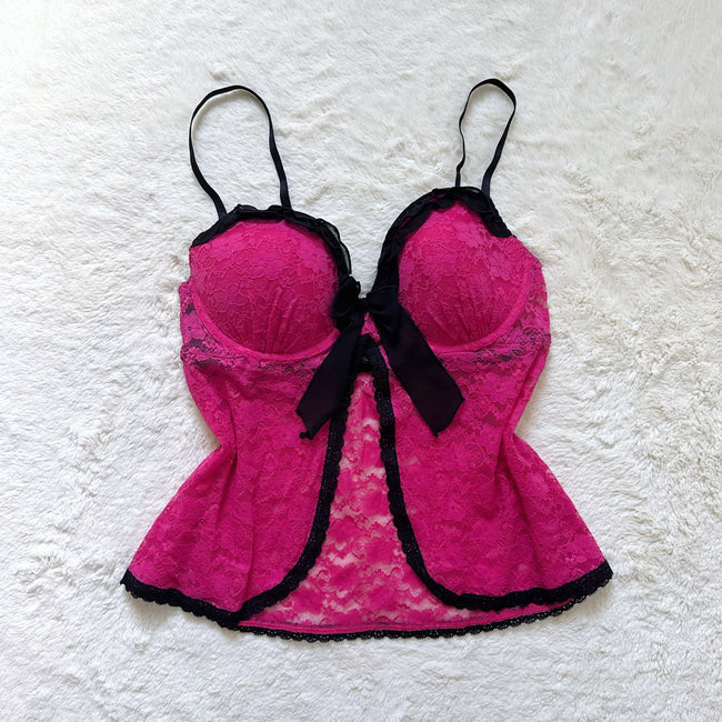 2000's raspberry lace camisole