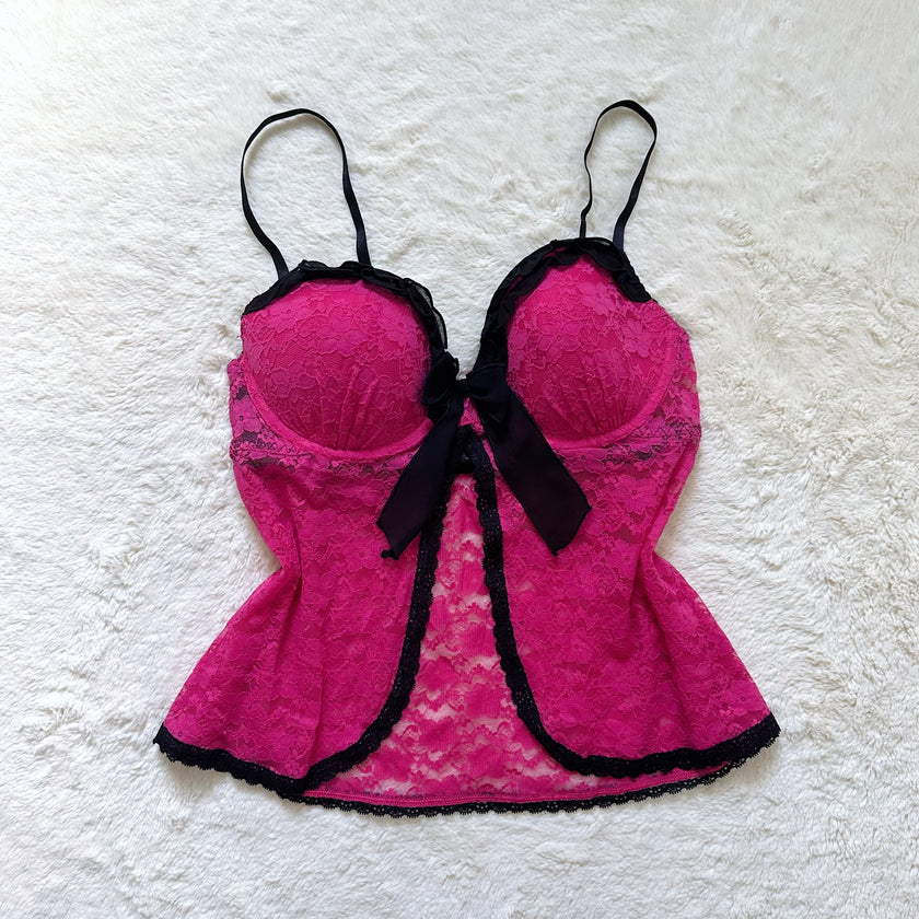 2000's raspberry lace camisole