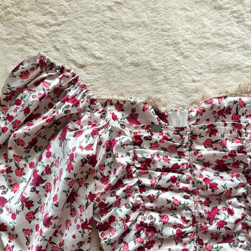 rosebud puff sleeve mini