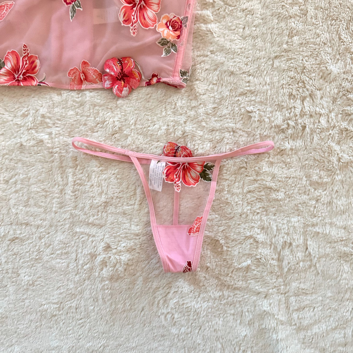 2000's pink tropic bustier set