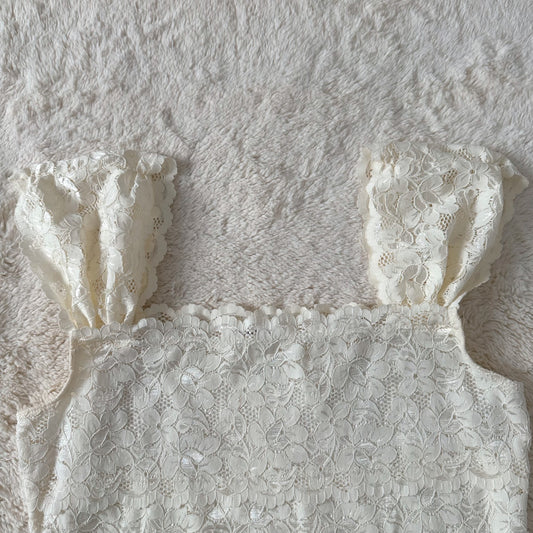 1990's buttercream lace blouse