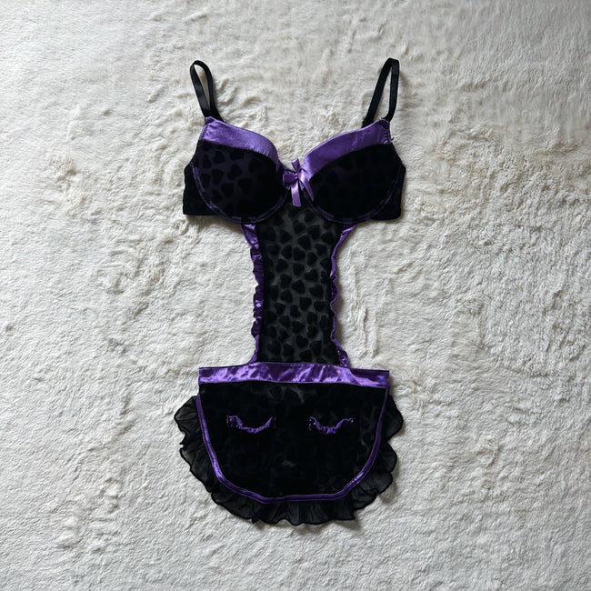 2000's gothic hearts apron slip dress