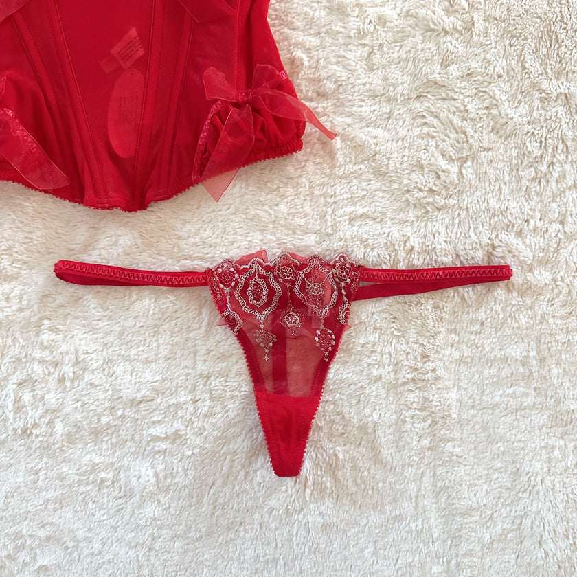 2000's regal ruby bustier set
