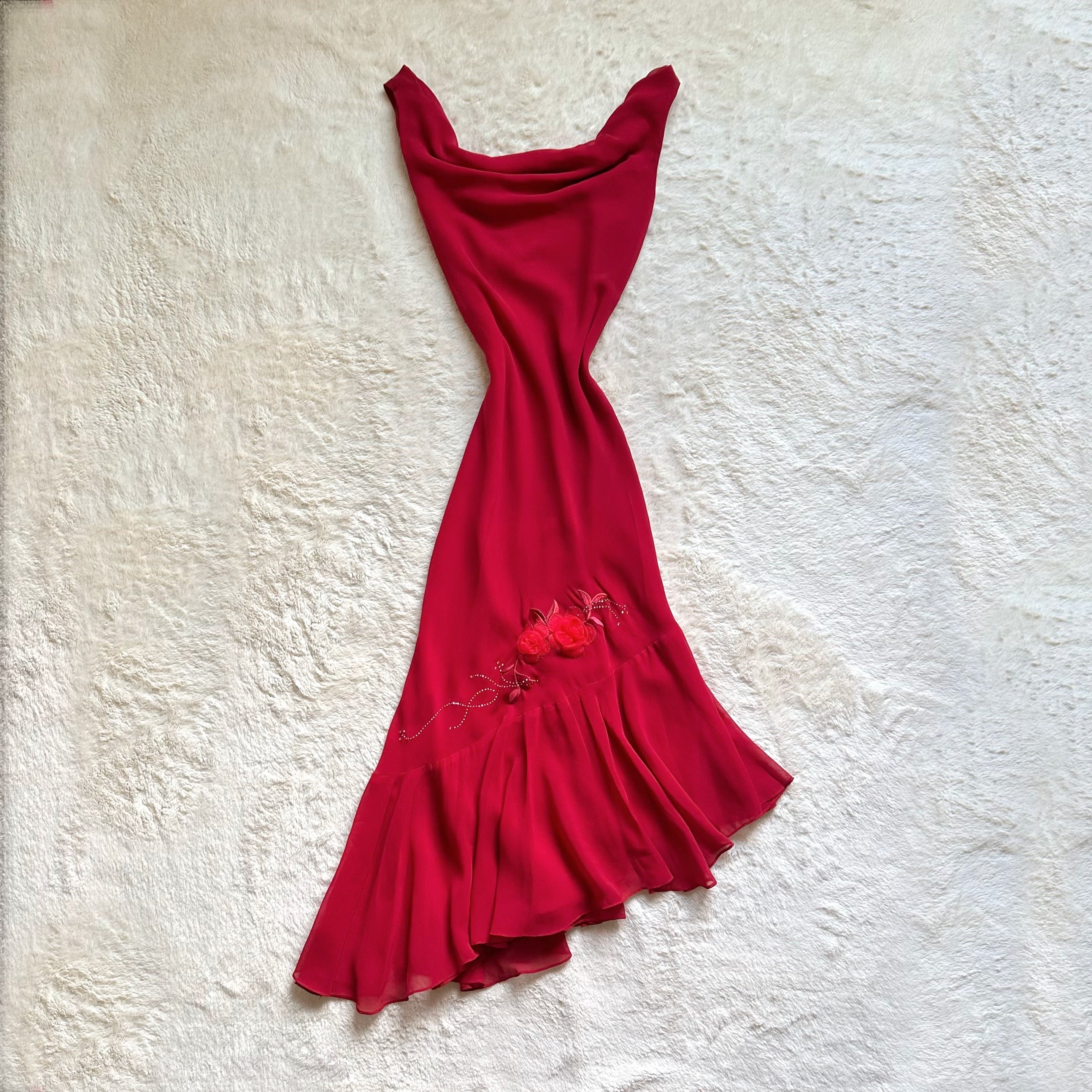 1990's rose waltz dress