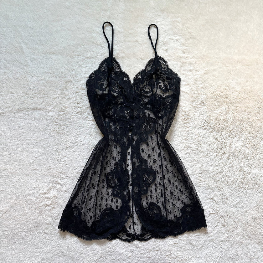 1990's obsidian lace slip dress