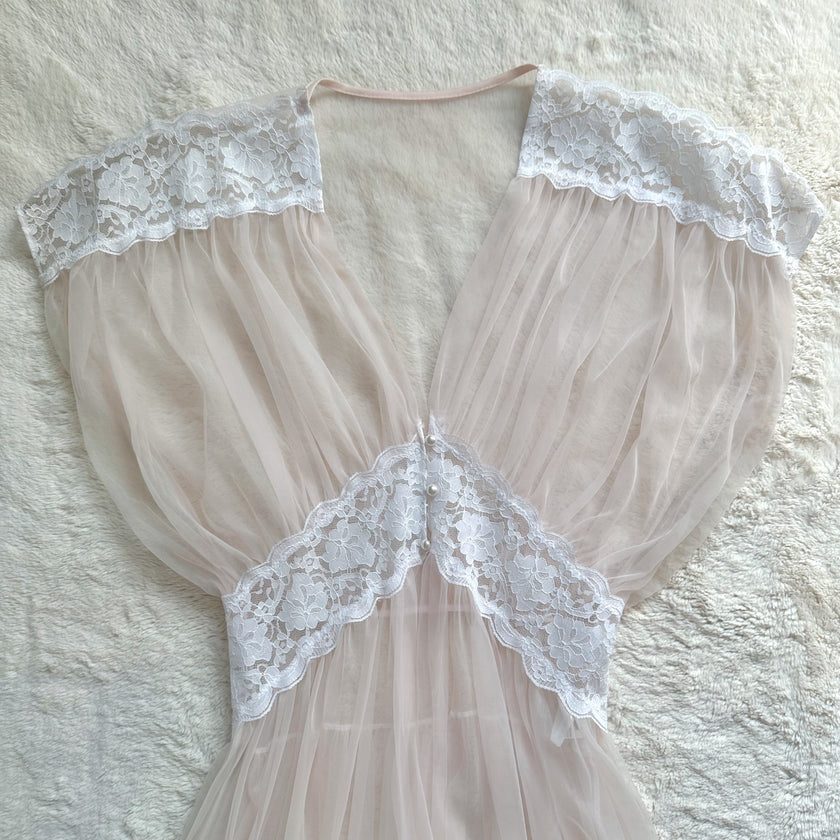 1980's ivory ribbon gown