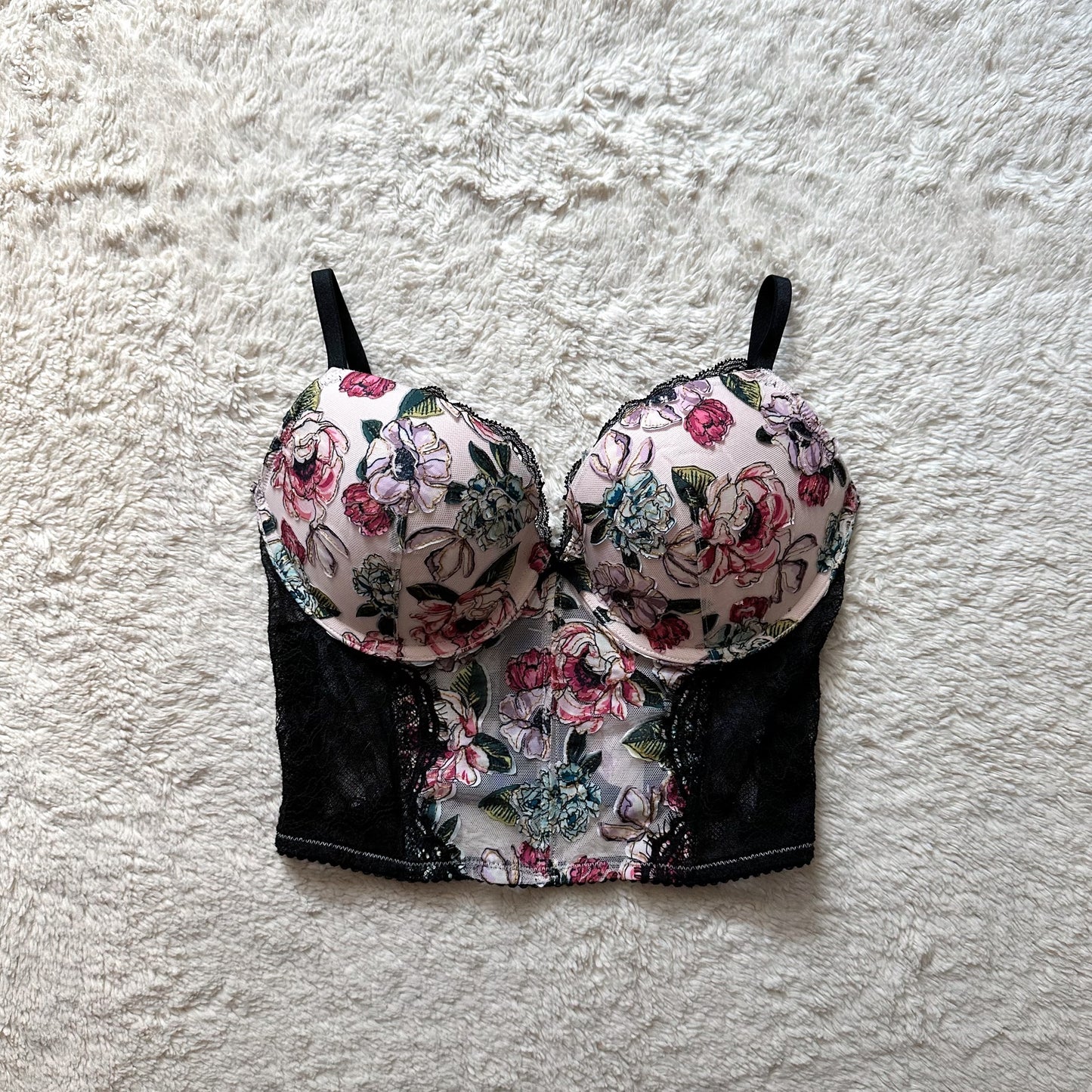 2021 rose embroidered push-up bra top