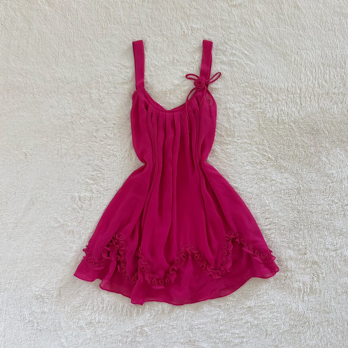 2000's ruffle rose babydoll slip dress
