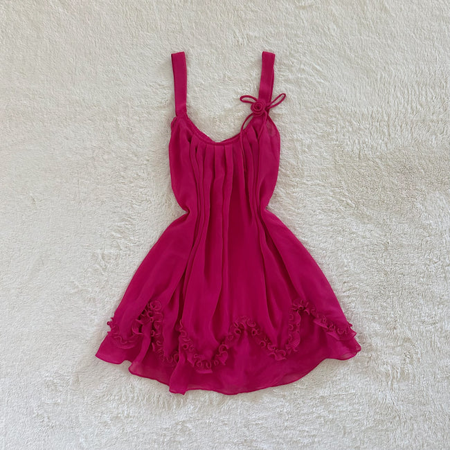 2000's ruffle rose babydoll slip dress