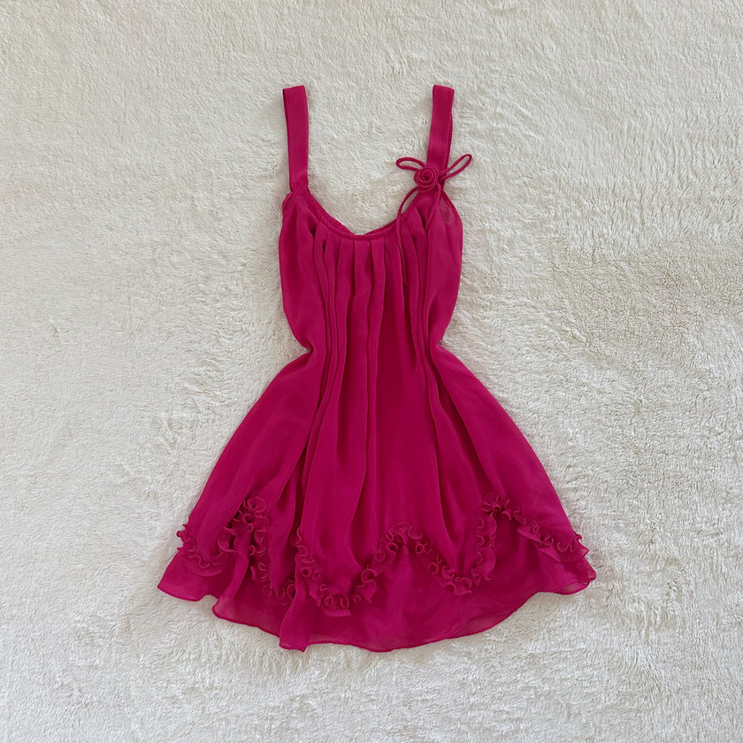 2000's ruffle rose babydoll slip dress