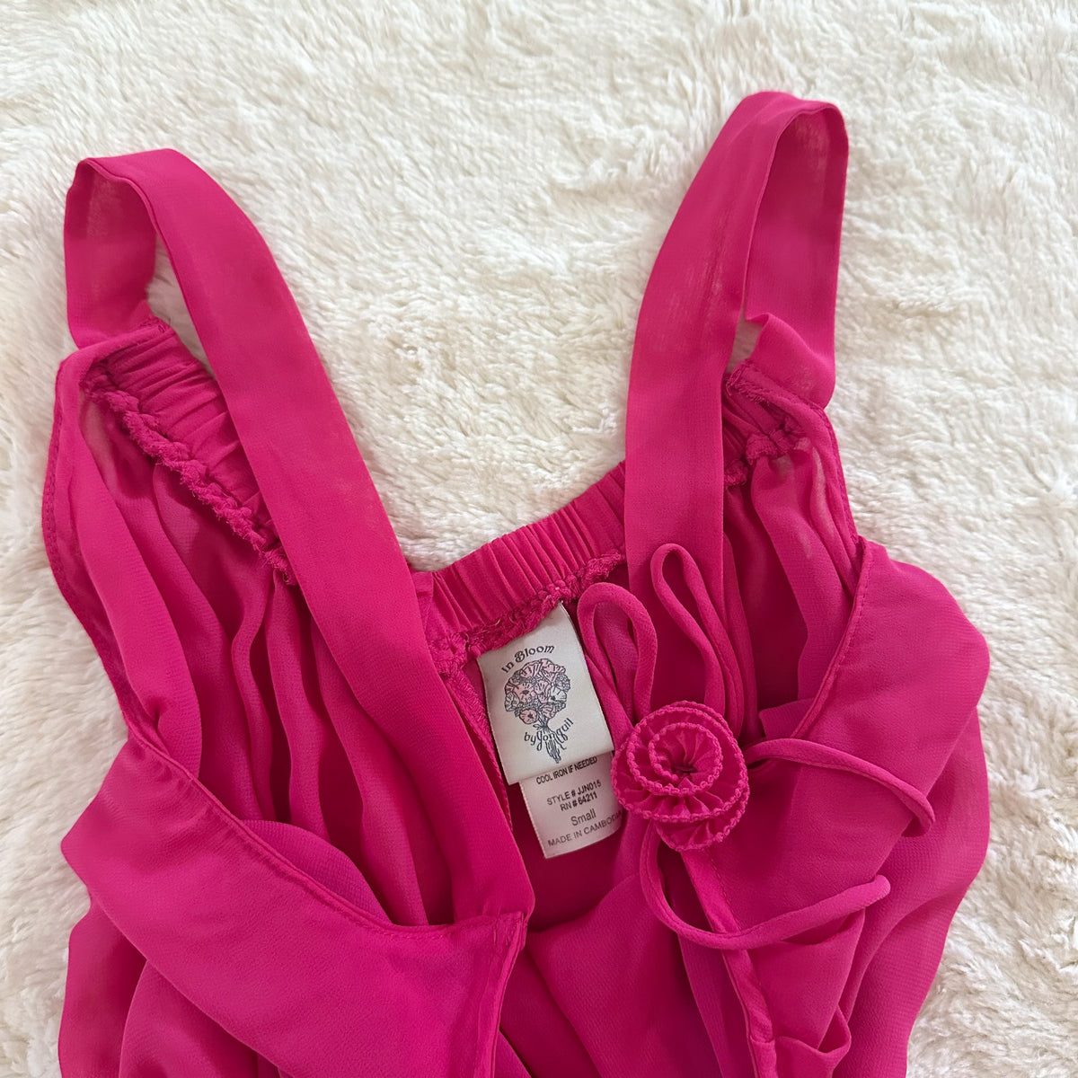 2000's ruffle rose babydoll slip dress