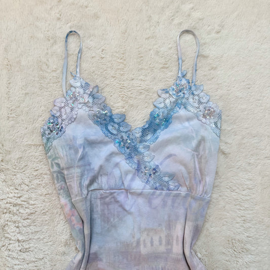 100% cotton watercolor venice slip dress