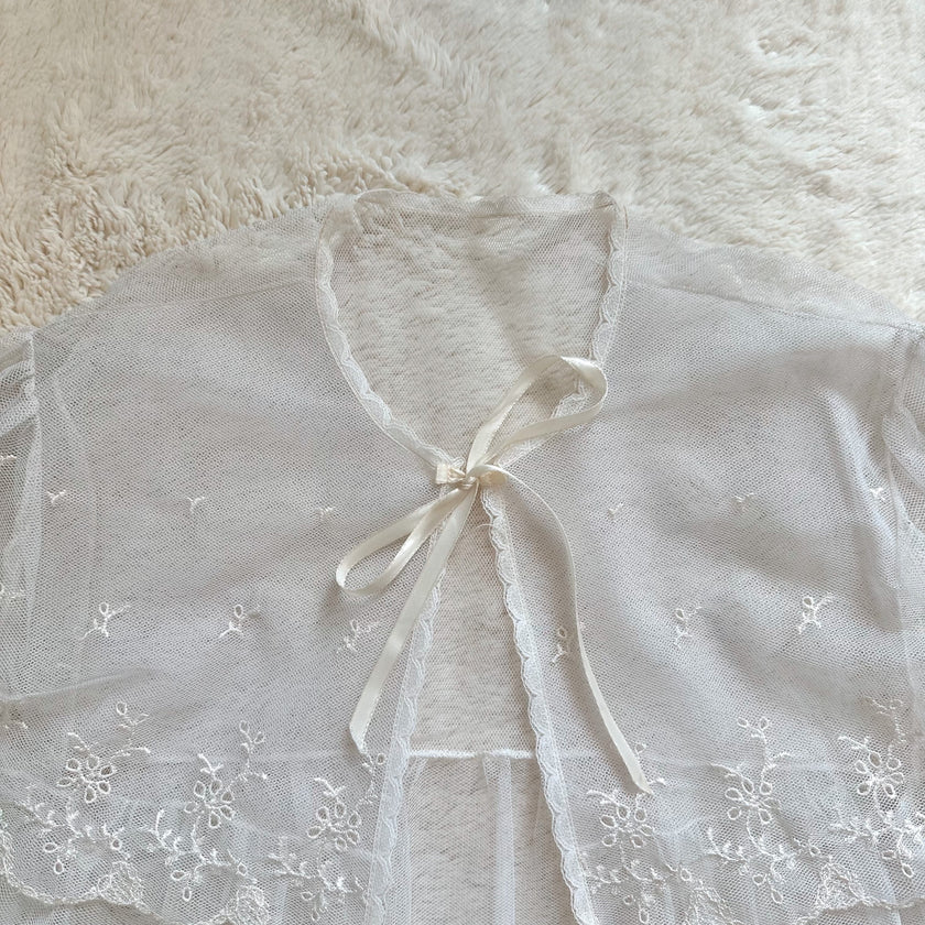 1980's ivory eyelet bed jacket