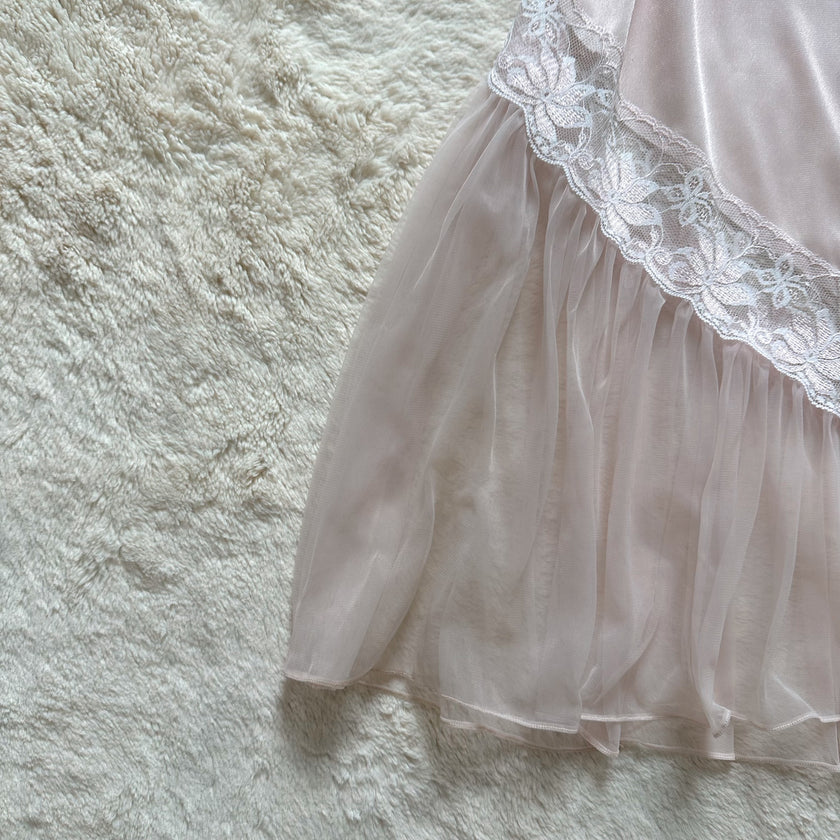 1980's blush petaline slip dress
