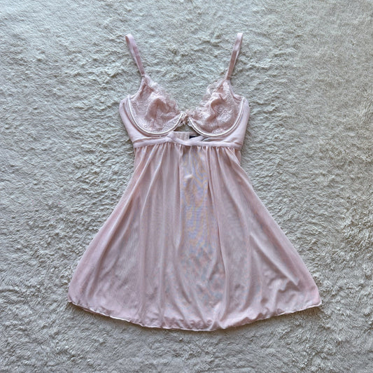 2000's baby pink slip dress