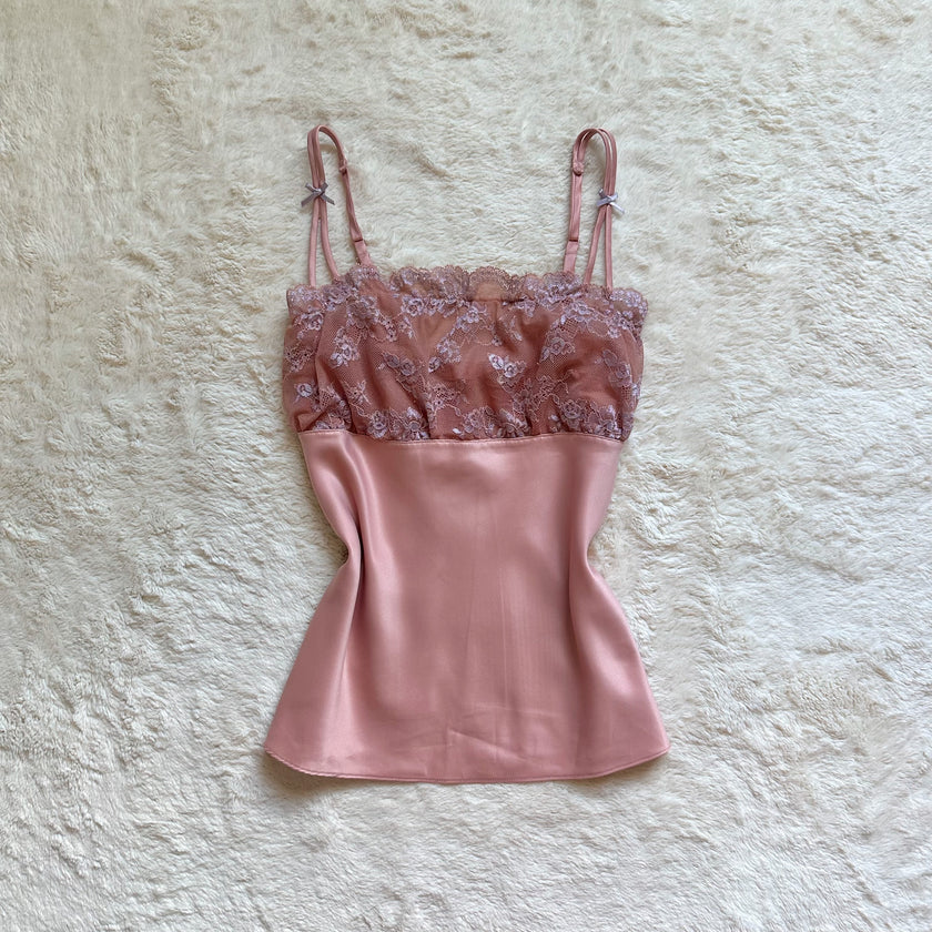 2000's dusty rose lace camisole