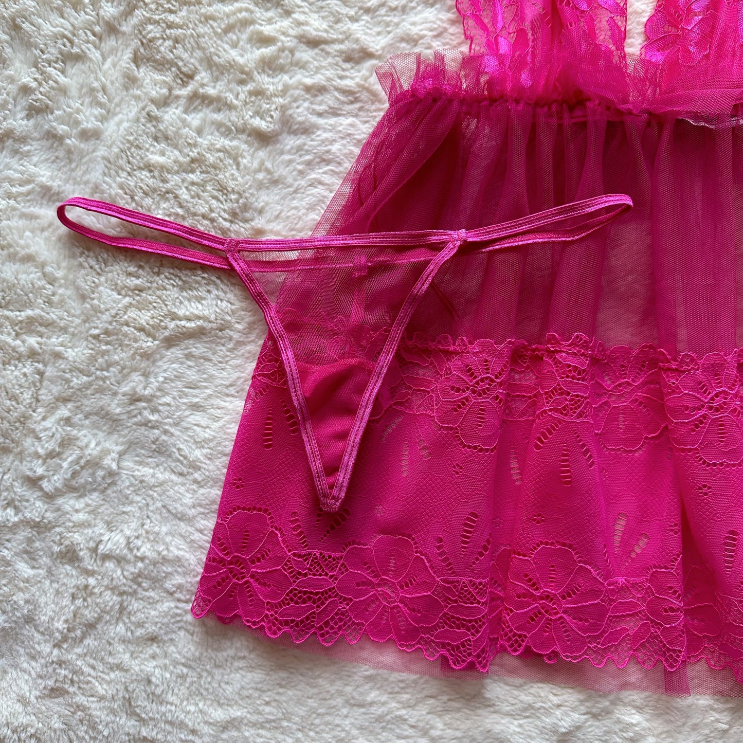 2000's bright fuchsia halter slip + panty set