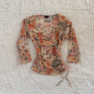 2000's autumn garden wrap top