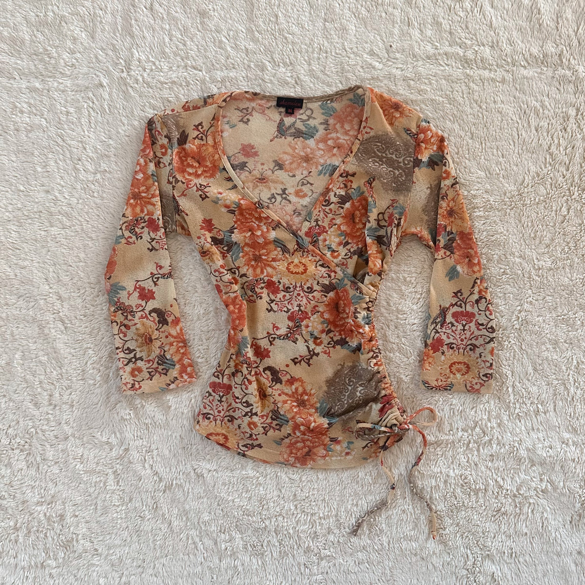 2000's autumn garden wrap top