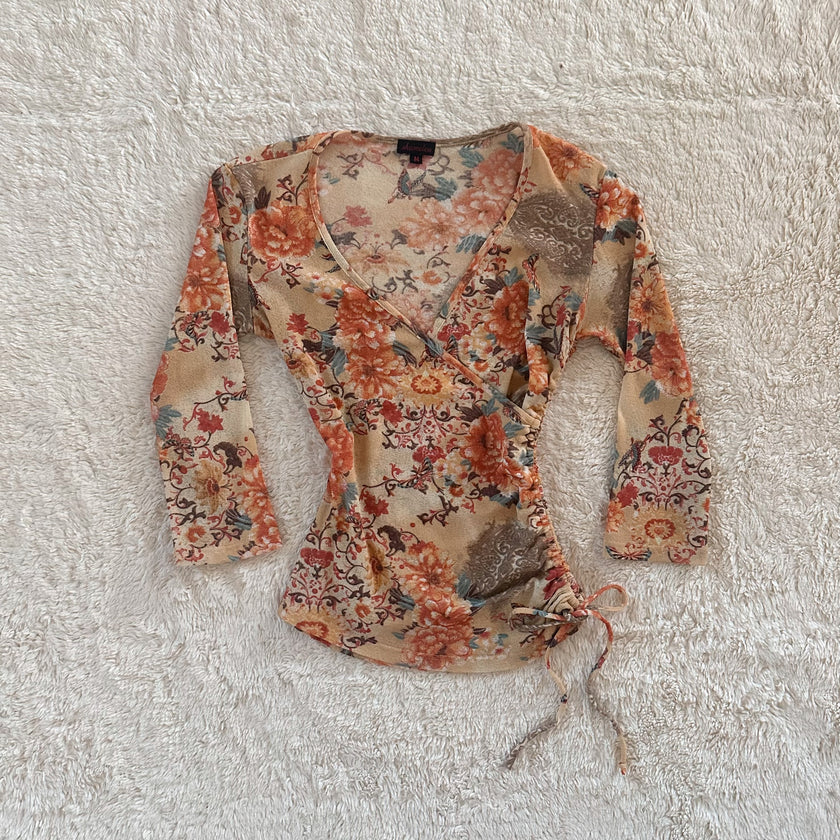 2000's autumn garden wrap top