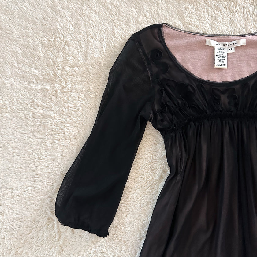 2000's velvet nocturne babydoll top