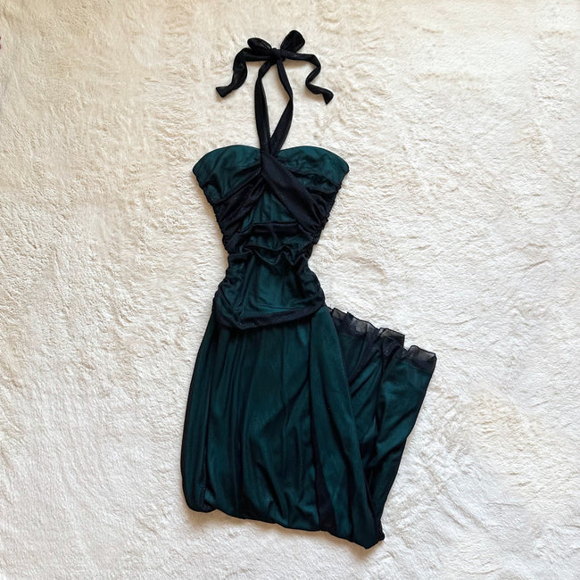 1990's emerald glow gown