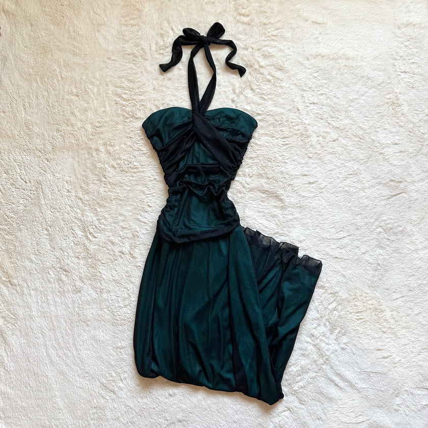 1990's emerald glow gown