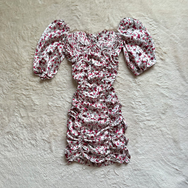 rosebud puff sleeve mini