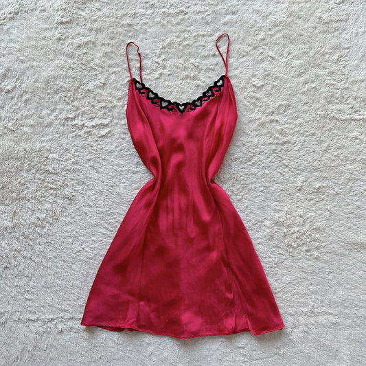 1995 100% silk heart trim slip dress