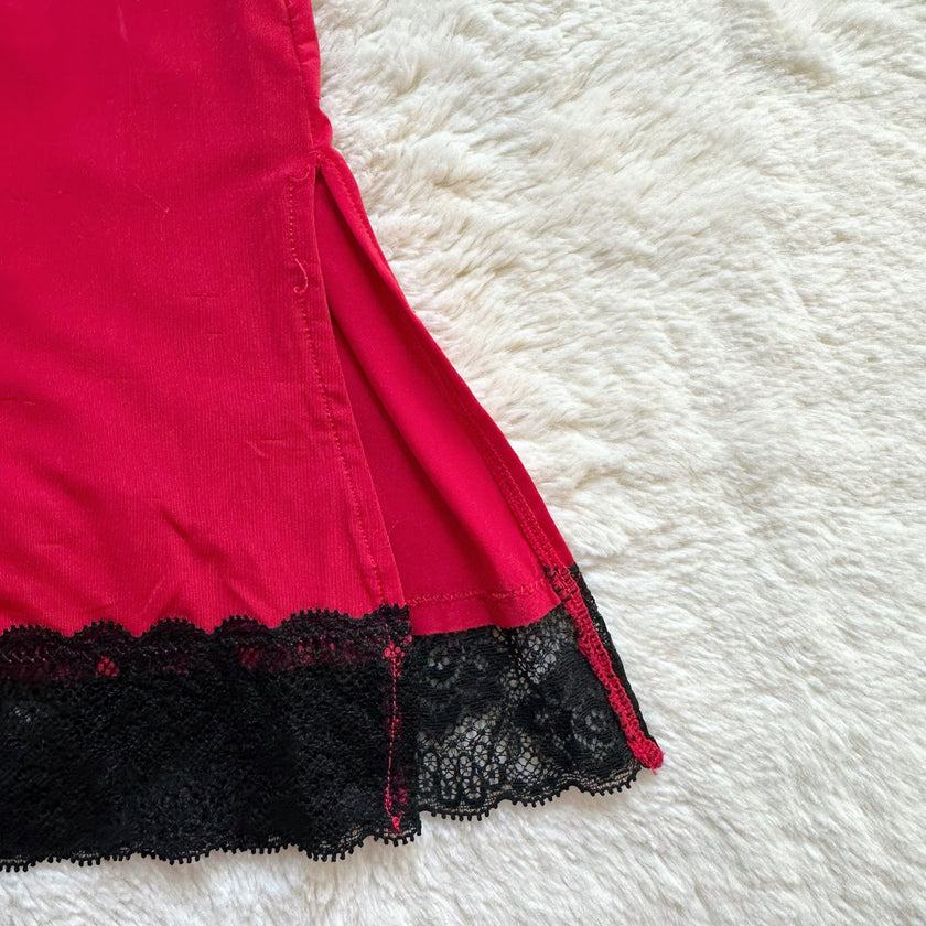 2000's crimson petal slip dress