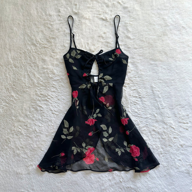 1980's wild rose slip dress + panty